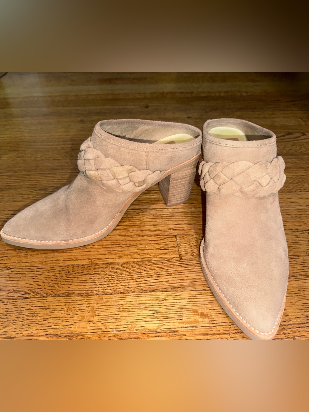 Dolce Vita Tan Suede Braided Pointed-Toe Mule